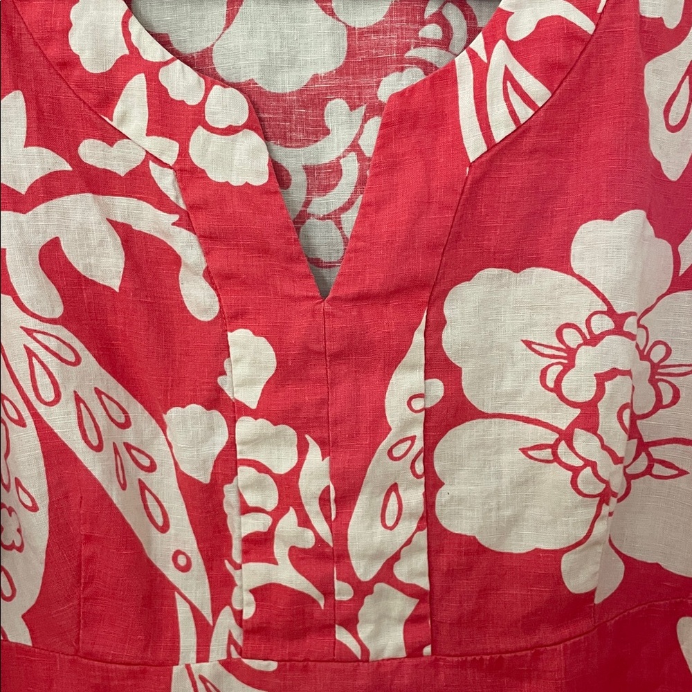 Boden pink and white linen floral shift dress, sz 16 (UK20) - Picture 2 of 3
